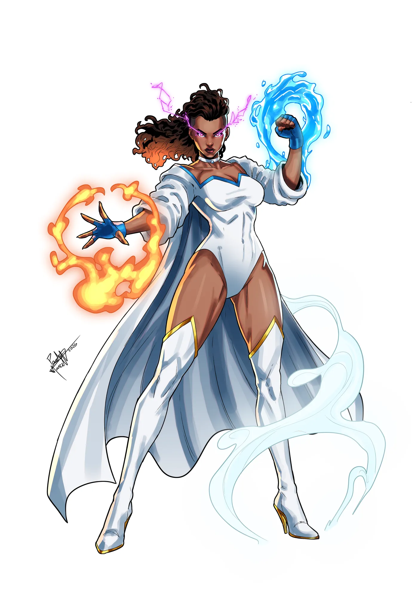 Aspect ablaze in lightning and fire