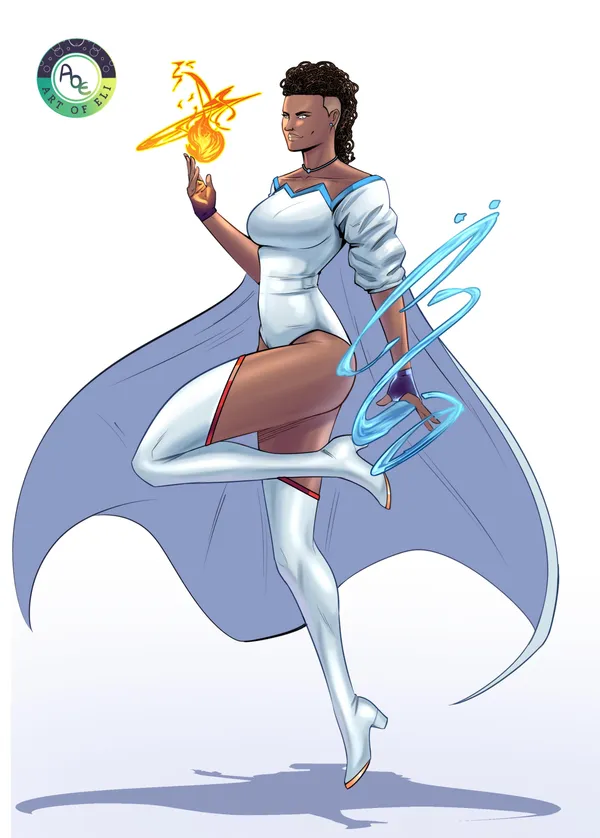 Aspect in white, flame in hand